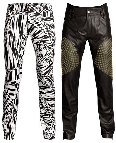 versace logo pants|Versace leather pants men's.